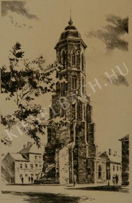 Gönczi Gebhardt Tibor - A budai várban lévő helyőrségi tempolom tornya (1955)