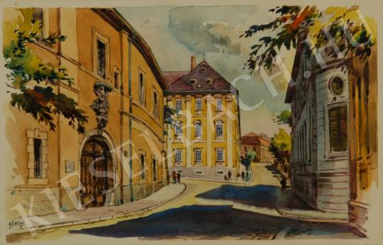 Gönczi Gebhardt Tibor - Pécs, Káptalan utcai részlet festménye