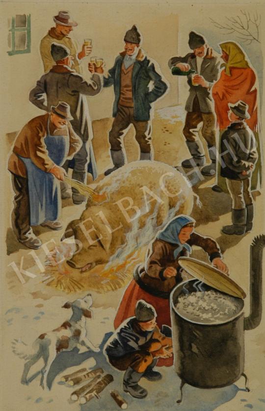 Gönczi Gebhardt, Tibor - Pigsticking painting