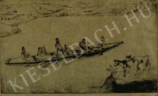 Vadász Endre - Átkelés a csónakon festménye