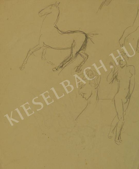  Kernstok Károly - Férfifej, ló és női akt festménye