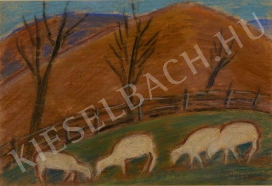 Nagy István - Bárányok a legelőn, 1930 körül festménye