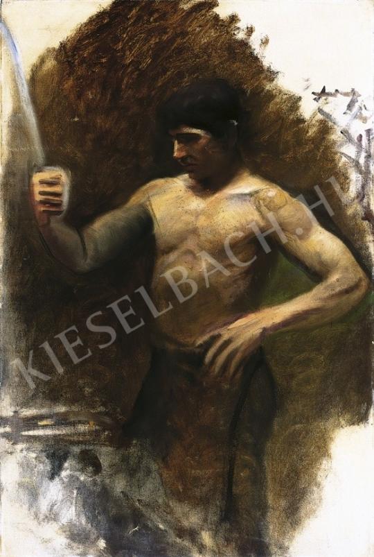  Mednyánszky László - Félakt (Fiú karddal), 1890-es évek festménye