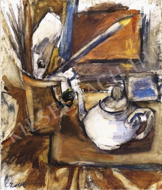  Czóbel Béla - Műtermi csendélet teáskannával, 1920-as évek festménye