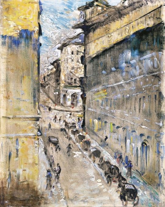  Scheiber, Hugó - Street in Pest with Coaches, waiting, c. 1920 painting