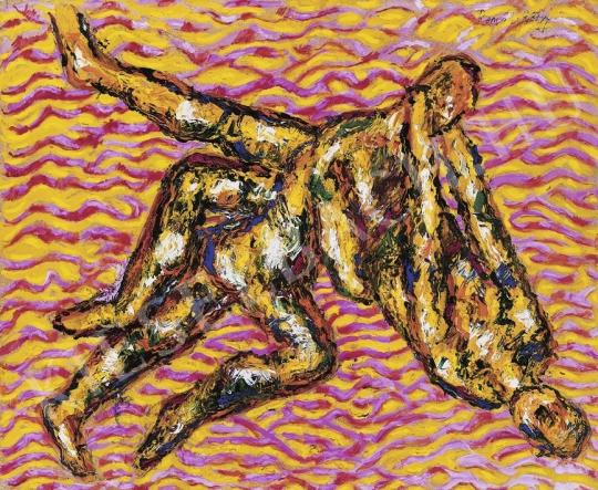  Román, György - Wrestlers, 1977 painting