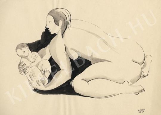  Kádár Béla - Anya gyermekével festménye