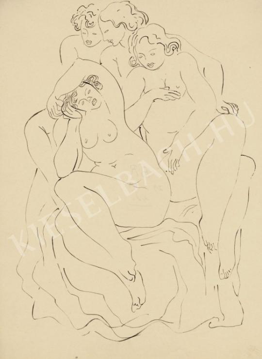  Kádár, Béla - Nudes on Drapery painting