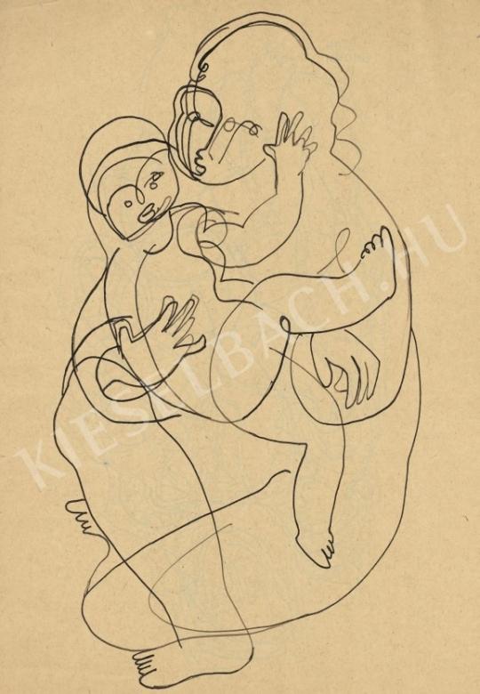  Kádár Béla - Anya gyermekével festménye