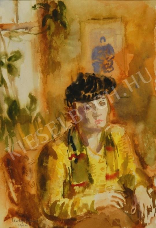 Elekfy Jenő - Kalapos hölgy festménye