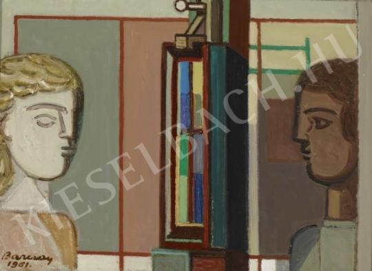  Barcsay Jenő - Két fej festőállvánnyal, 1961 festménye