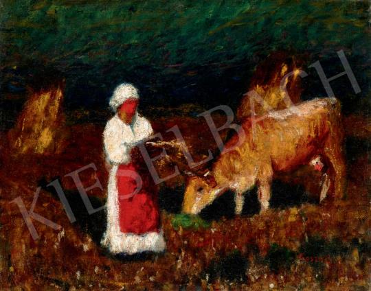  Koszta, József - In the Field (Woman with cow) | 40th Auction auction / 24 Lot