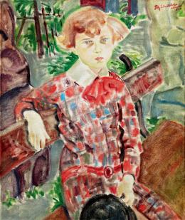 Biai-Föglein, István - Little boy in Checked Dress, (1926)