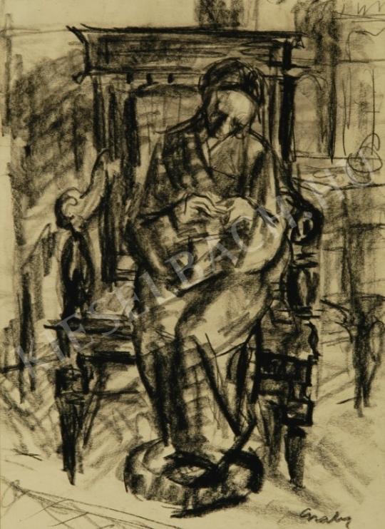 Gráber, Margit - Sitting in Armchair painting