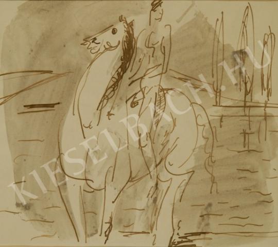  Márffy, Ödön - Horseman at Rivershore painting