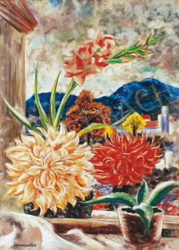 Farkasházy, Miklós - Dahlias in the window of the studio 