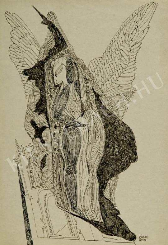  Kádár Béla - Templomtorony fával festménye