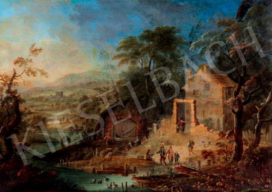 Ismeretlen festő, 1700 körül - Folyóparti város | 40. Aukció aukció / 205 tétel