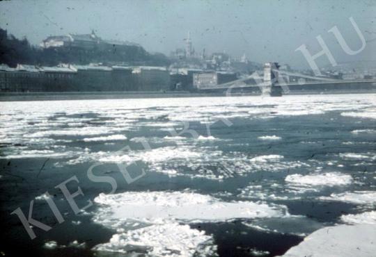 Lajos Hollán - Icy Danube with Buda Castle Hill painting