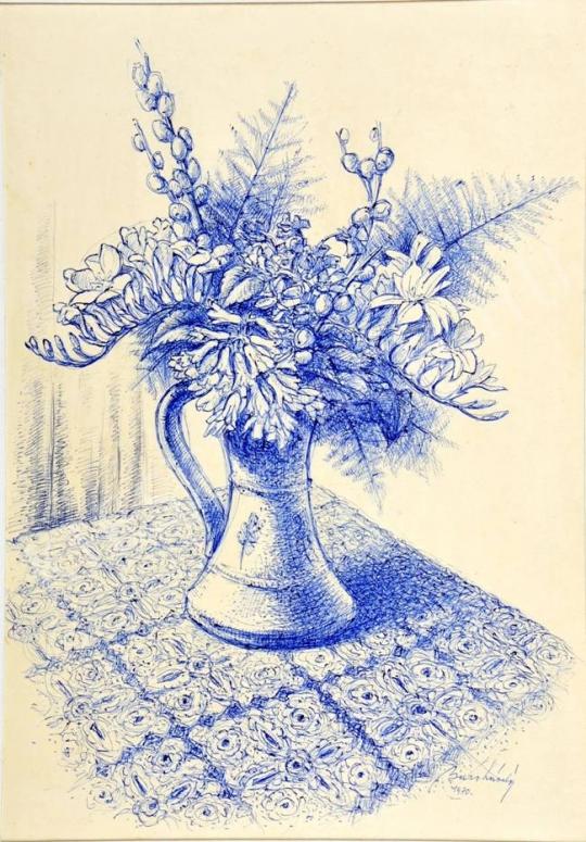 Bars László - Virágok vázában festménye