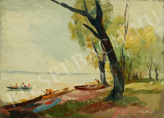  Istókovits Kálmán - Csónakkikötő festménye