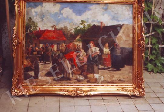 Gyertyáni Németh Gyula - Vásárban festménye