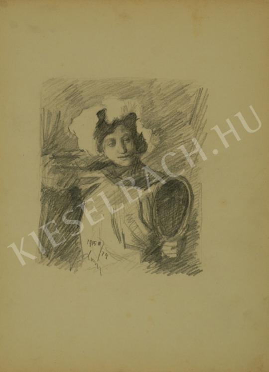 Pál Csúcs - Lady with hand-mirror painting