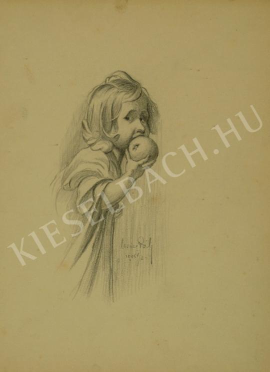 Pál Csúcs - Little girl with apple painting