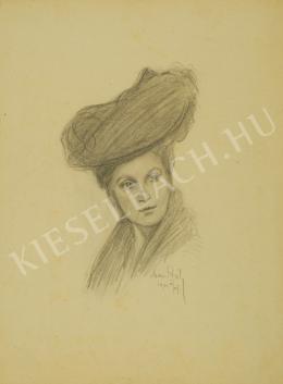 Pál Csúcs - Aristocratic woman with hat (1905)