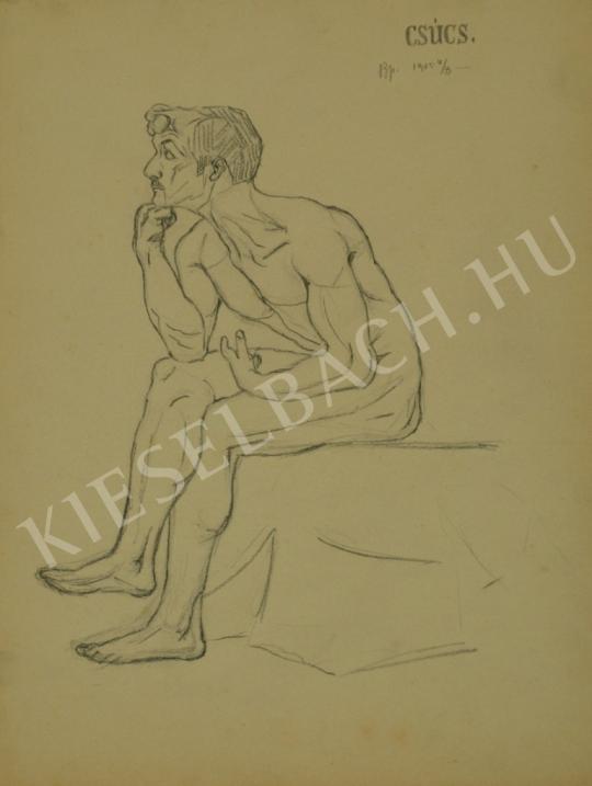 Pál Csúcs - Male nude (Study) painting