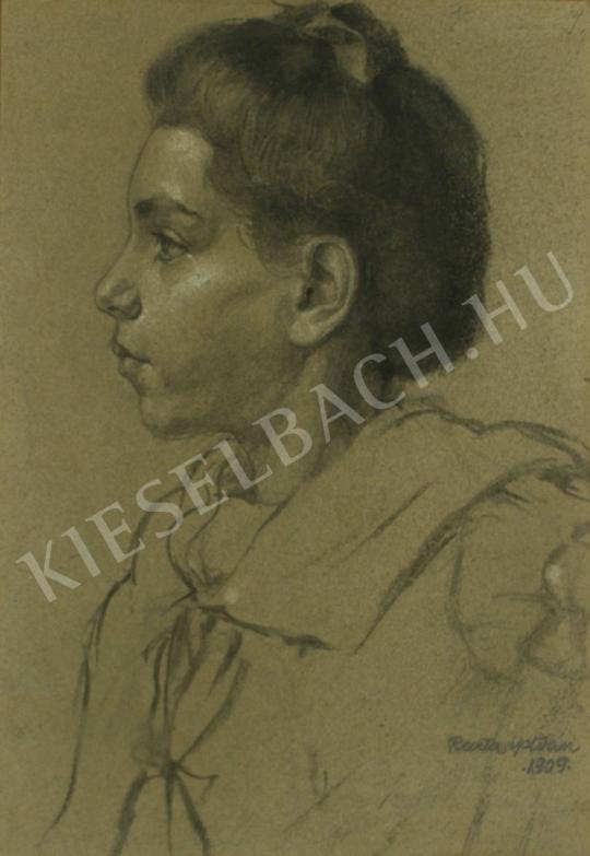  Barta István - Fiatal lány kendővel festménye