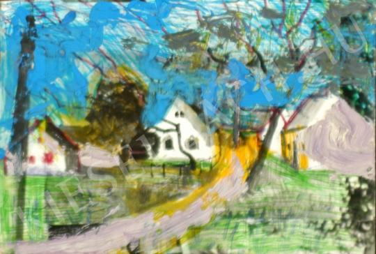 Jánossy, Ferenc - Village with blue sky painting