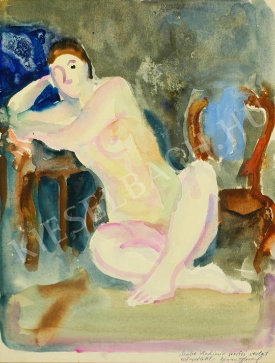  Szabó, Vladimir - Woman nude breasting painting