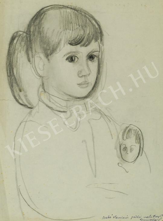  Szabó, Vladimir - Little girl with baby painting