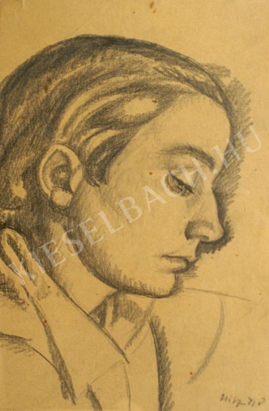 Uitz Béla - Férfi portré profilból festménye