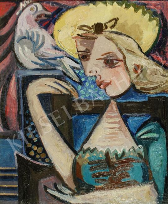 Zemplényi Magda - Lány galambbal festménye