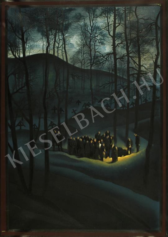 Jaschik Álmos - Jelenet holdvilágnál a kopár erdőben festménye