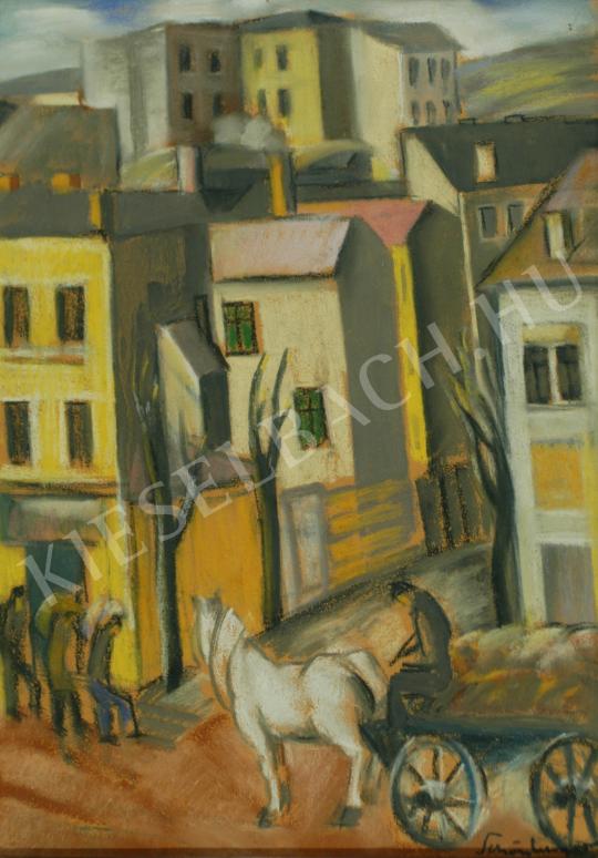  Schönberger, Armand - Cityscape with horse-drawn carrriage painting