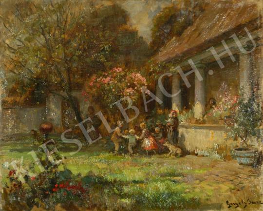 Gergely, Imre - Children playing in the Garden painting