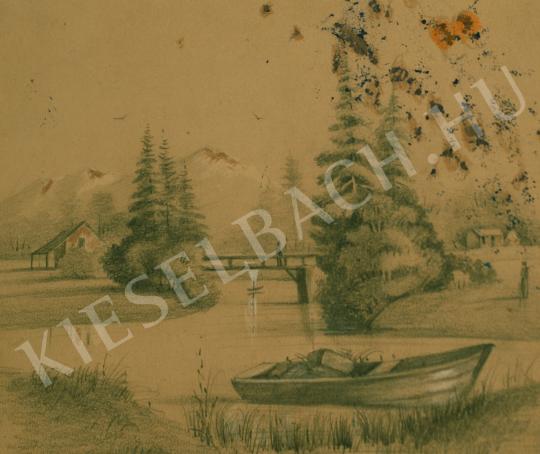  Mednyánszky, László - Romantic landscape (Boat on the lake) painting