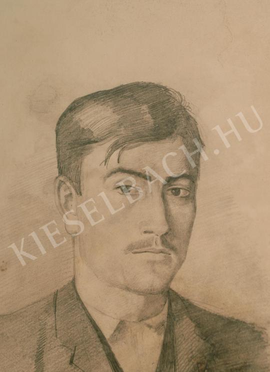  Mednyánszky László - Férfi homlokába lógó hajjal festménye