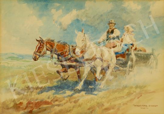 Zórád, Ernő (Wallburg Egon) - Horse-drawn carriage at the Pusta painting