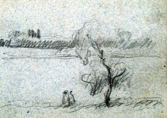  Nyilasy, Sándor - Two figures at the shore of Tisza painting