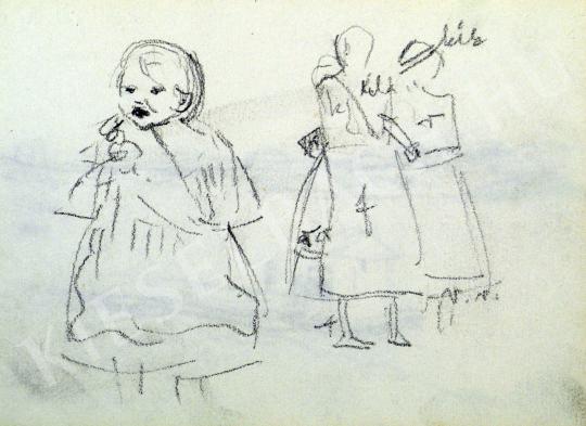  Nyilasy Sándor - Kislány és két álló nőalak tanulmány festménye
