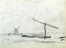  Nyilasy, Sándor - Great plain landscape with windmill (c. 1910)