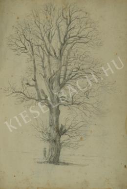 Kelety Gusztáv - Kalapos alak a fa alatt (1870-es évek)