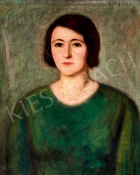  Czigány Dezső - Zöld ruhás hölgy | 41. Aukció aukció / 127 tétel