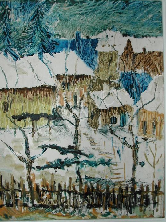 Fülöp Sándor - Varjak a havas kert felett festménye