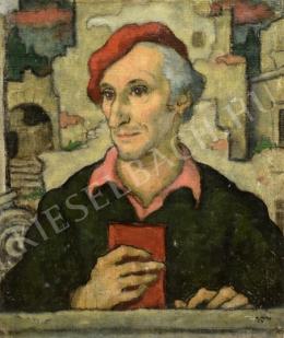 Vasvári, József - Portrait with Ruins (Self-Portrait) (1954)