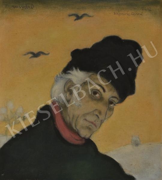 Vasvári, József - Portrait with Snow (Self-Portrait) painting